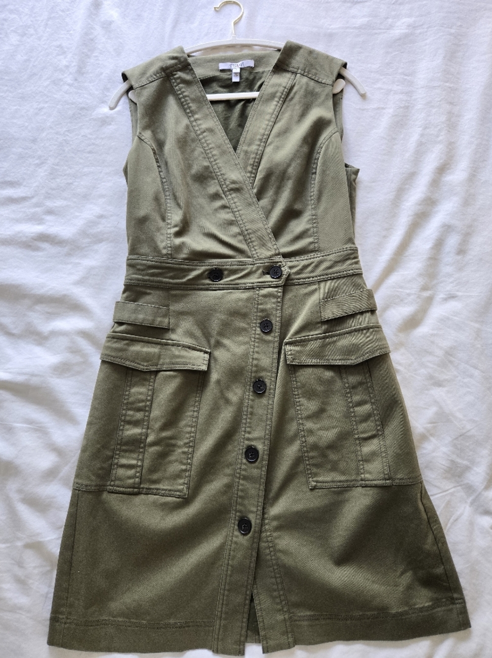 DEREK LAM 10 CROSBY ELENA SLEEVELESS UTILITY DRESS, Green, Size 8